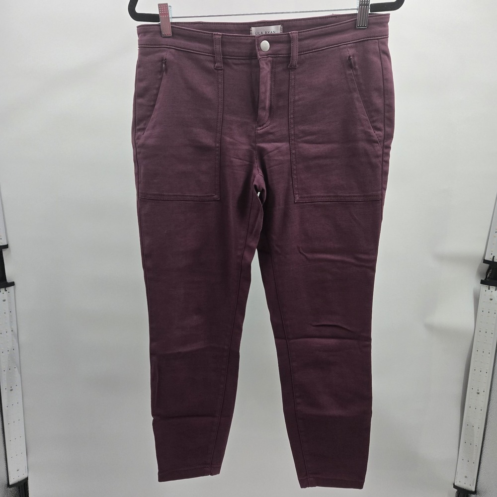 Lila Ryan Women's Pants Wine Colored Chino Straight Leg - Picture 3 of 15